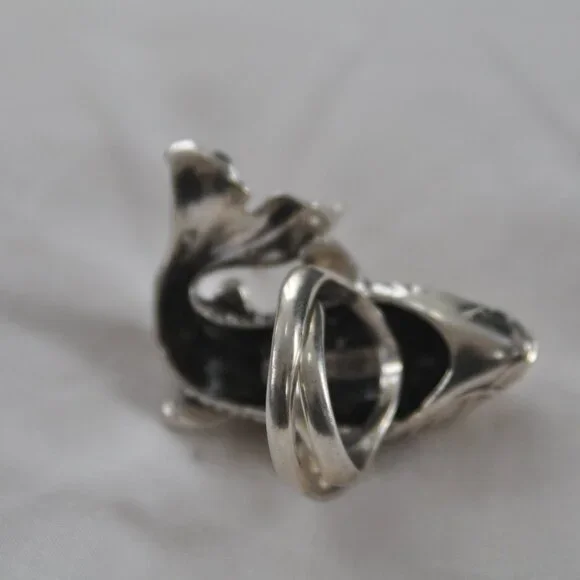Huge Sterling Silver Koi Fish Statement Ring - Picture 4 of 5